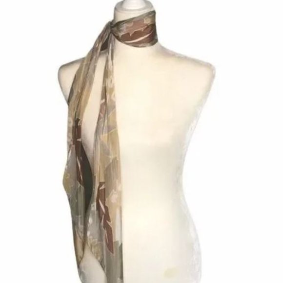 Liz Claiborne Leaf Scarf Long Rectangle Neutral - Picture 4 of 6